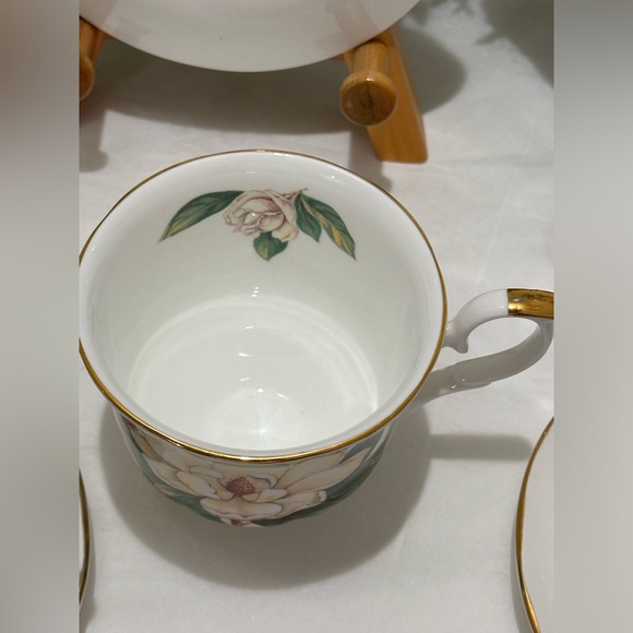 Allyn Nelson Tea Cup, Saucer & Plate Fine English Bone China Floral Yellow/White - Picture 10 of 14
